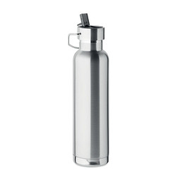 Mitarbeitergeschenk Trinkflasche 660ml – mattsilber – mit Logo bedruckt 90% recycelter Edelstahl auslaufsicher nachhaltige Mehrwegflasche