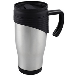 Doppelwandiger Thermobecher aus Edelstahl, 400 ml, grau