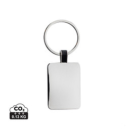 Eckiger Schlüsselring aus RCS rec. Zinklegierung, silber