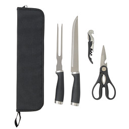 Edelstahl-Tranchierbesteck Roasty, 4-teilig, schwarz/silber