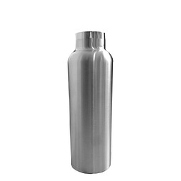 Edelstahl-Trinkflasche Tea & Fruit mit Bambusdeckel, 750 ml, silber