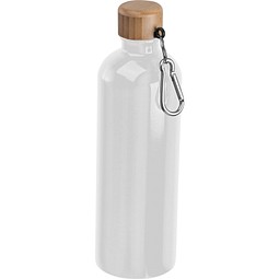 Edelstahltrinkflasche mit Karabiner, 750ml, weiß