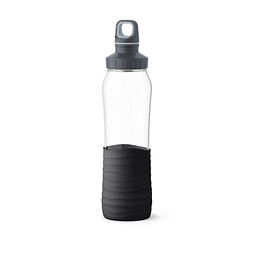 EMSA Glas Trinkflasche Drink2Go, 700 ml, schwarz.