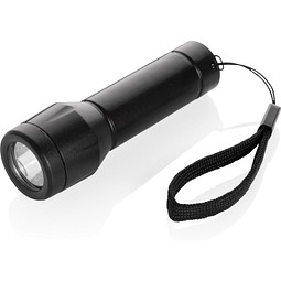 Flara USB-aufladbare Taschenlampe aus RCS recyceltem ABS, schwarz