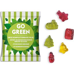 Fruchtgummi Weihnachtsedition, transparente kompostierbare Folie, inkl. Druck