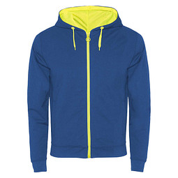 Fuji Kaputzensweatjacke Unisex, royalblau / Fluor Yellow, M