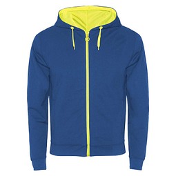 Fuji Kaputzensweatjacke Unisex, royalblau / Fluor Yellow, XL