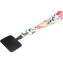 Gaby Mini Lanyard aus RPET mit Telefonhalterung und Sublimationsdruck, schwarz