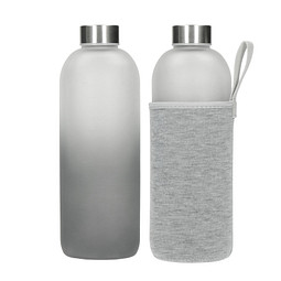 Glasflasche mit Hülle Iced 1,0 l, transparent