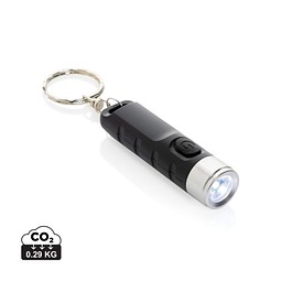Globix USB Schlüsselanhänger-Taschenlampe aus RCS rABS, schwarz