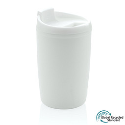 GRS recycelter PP-Becher mit Flip-Deckel, weiß