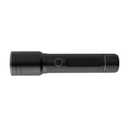 Heavy-Duty USB-Taschenlampe aus RCS recyceltem Aluminium, schwarz