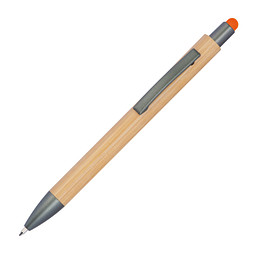 Bambus-Kugelschreiber mit Touchfunktion, orange