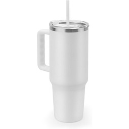 JOYNER XL. Grosser Reisebecher aus Edelstahl (91 % recycelt) mit vakuumisolierter Doppelwand und matter Oberfläche 1300 ml, Weiß