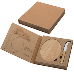 Käseset mit Holzbrettchen Gouda, hellbraun