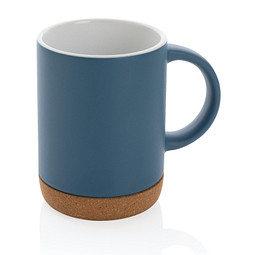 Keramikbecher mit Korkboden, blau