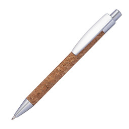 Druckkugelschreiber aus Kork, blaue Mine, braun