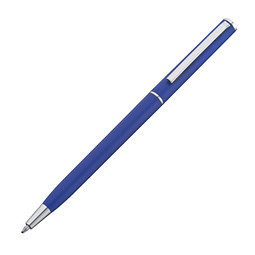 Drehkugelschreiber in schlanker Form aus Kunststoff, blaue Mine, blau