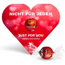 Lindt Lindor Kugel in Werbekartonage, 12,5 g, Milchschokolade, Herzform, inkl. Druck