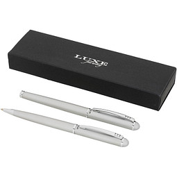 Luxe Kugelschreiber-Geschenkset, schwarze Mine, silber
