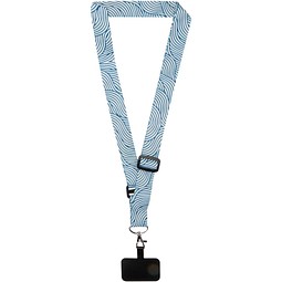 Lyra Verstellbares Lanyard mit Telefonhalterung und Sublimationsdruck, schwarz
