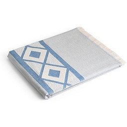 MALEK. Multifunktions- und Badetuch (350g/m²) aus Baumwolle (85%) sowie recycelter Baumwolle (15%), leicht und widerstandsfähig, Blau