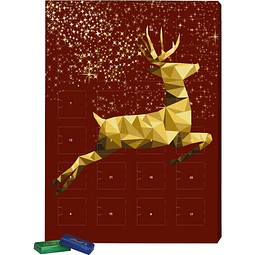 Marken Wand Adventskalender, Lindt Schokotäfelchen, Rentier, Gold