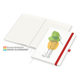 Geiger-Notes Match-Book green+blue Notizbuch A4 Cover-Star Recycling-Matt, inkl. Druck auf Einband, rot