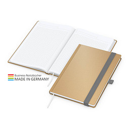 Geiger-Notes Match-Book White Bestseller Notizbuch A5 Natura braun, inkl. Druck, silbergrau