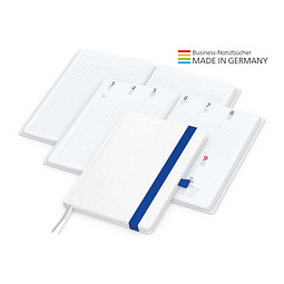 Geiger-Notes Match-Hybrid White Bestseller Notizbuch A4, Natura, inkl. Druck, mittelblau