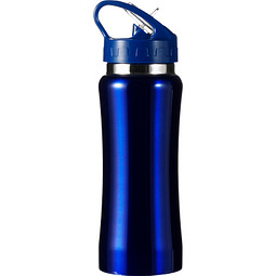 Metall-Trinkflasche Energy, ohne Trinkhalm, 600 ml, blau