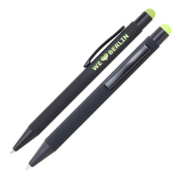 LANCE® Metall-Touchkugelschreiber, schwarz/grün, farbige Glanzgravur in grün