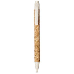 Midar Druckkugelschreiber aus Kork und Weizenstroh, schwarze Mine, natur,Cream