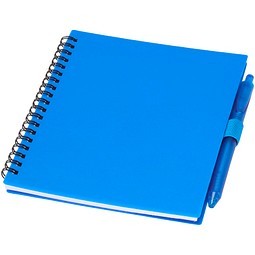 Niove Softcover Notizbuch aus recyceltem Kunststoff mit Kugelschreiber (blaue Mine), blau