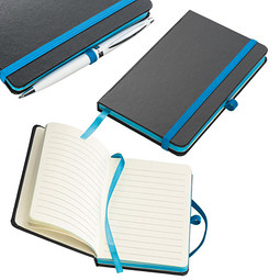 Notizbuch BlackLine, DIN A6, liniert, schwarz/hellblau