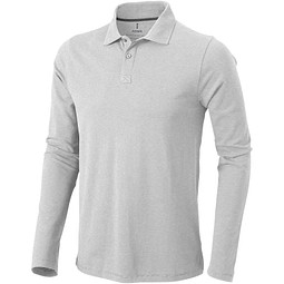ELEVATE Herren Langarm Poloshirt Oakville, grau meliert, XS