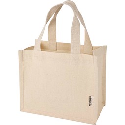 Odessa Mini-Tragetasche mit Bodenfalte aus 220 g/m² GRS Recyclingbaumwolle 9L, natur