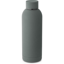 ODIN. Trinkflasche aus Edelstahl (36% recycelt) (550 mL) mit gummierter Oberfläche, Dunkelgrau