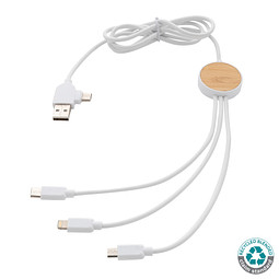 Ontario 6-in-1 Kabel aus RCS recyceltem Kunststoff, weiß