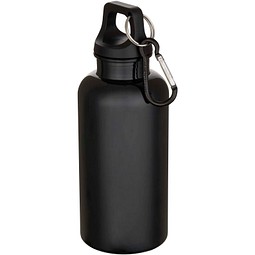 Oregon 400 ml einfarbige RS-zertifizierte Trinkflasche aus recyceltem Kunststoff mit Karabinerhaken, schwarz
