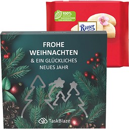 Präsentbox Premium, Wald-Stanzung, Ritter SPORT Marzipan Schokolade, inkl. Druck