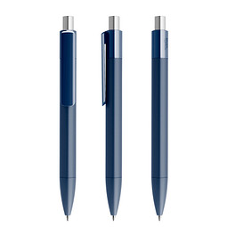 prodir® Druckkugelschreiber DS4 PMM Push, blaue Mine, dunkelblau/silber satiniert