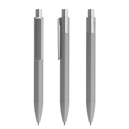 prodir® Druckkugelschreiber DS4 Soft Touch PRR Push, blaue Mine, delfingrau