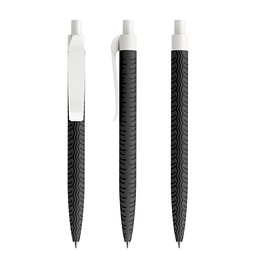 prodir® Druckkugelschreiber QS03 Soft Touch PRP Push, blaue Mine, schwarz/weiß