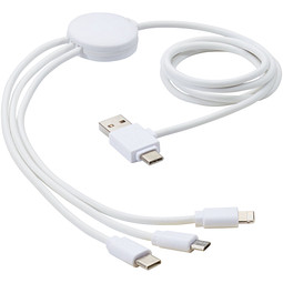 Pure 5-in-1-Ladekabel mit antibakterieller Oberfläche, weiss