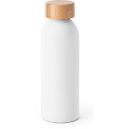 QUETA. Aluminiumflasche mit Bambusdeckel 550 ml, Weiß