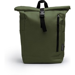 Roll-Top Rucksack aus RPET, DUNKEL GRÜN