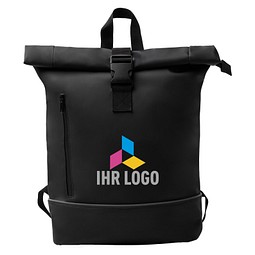 Roll-Top Rucksack aus PU Valdez, BLACK