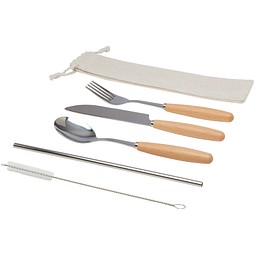 Root 5-teiliges Besteckset aus Edelstahl und Buchenholz, natur