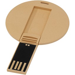 Runder ausklappbarer USB Stick, Kraftpapier, 2GB